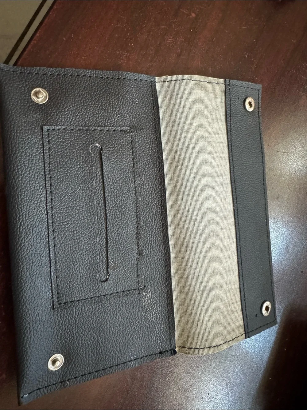 Minimalist Dark Brown Leather Snap Wallet